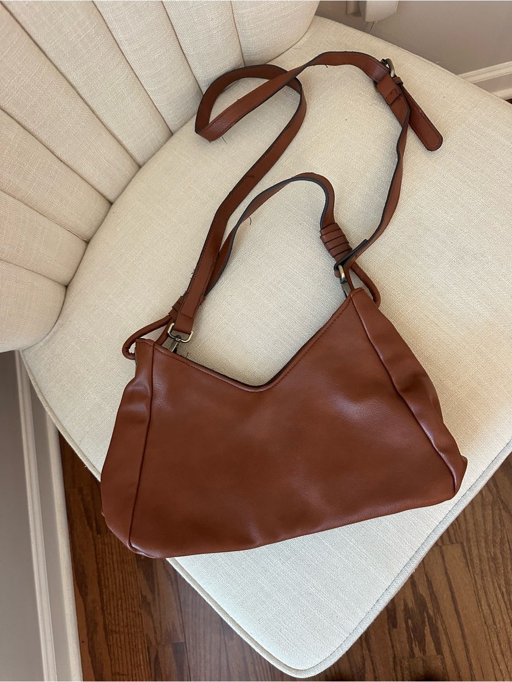 Faux Brown Leather Shoulder Bag - Classic Everyday Hobo